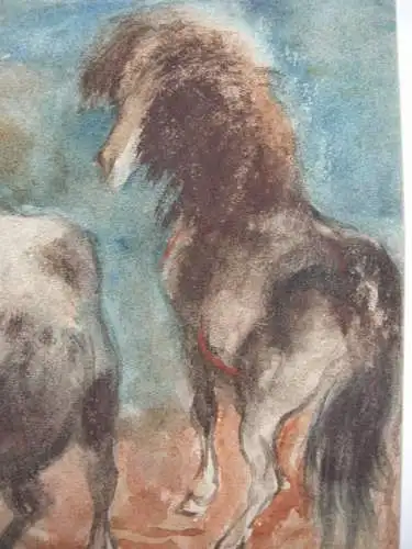 Kurt Meyer-Eberhardt (1895-1977) Vier Ponys Orig. Aquarell monogrammiert 1950