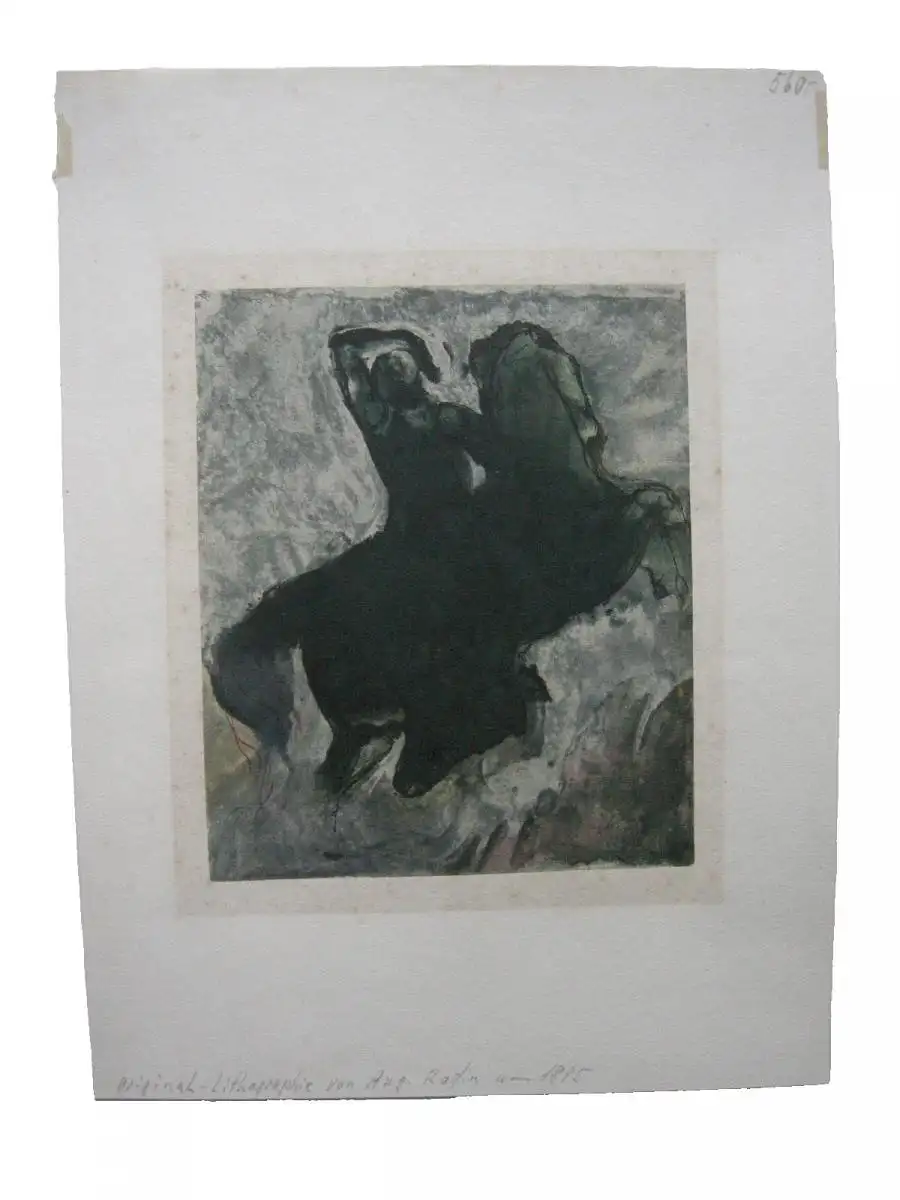 Auguste Rodin (1840-1917) Springendes Pferd mit Reiter Farblithografie 1899 0