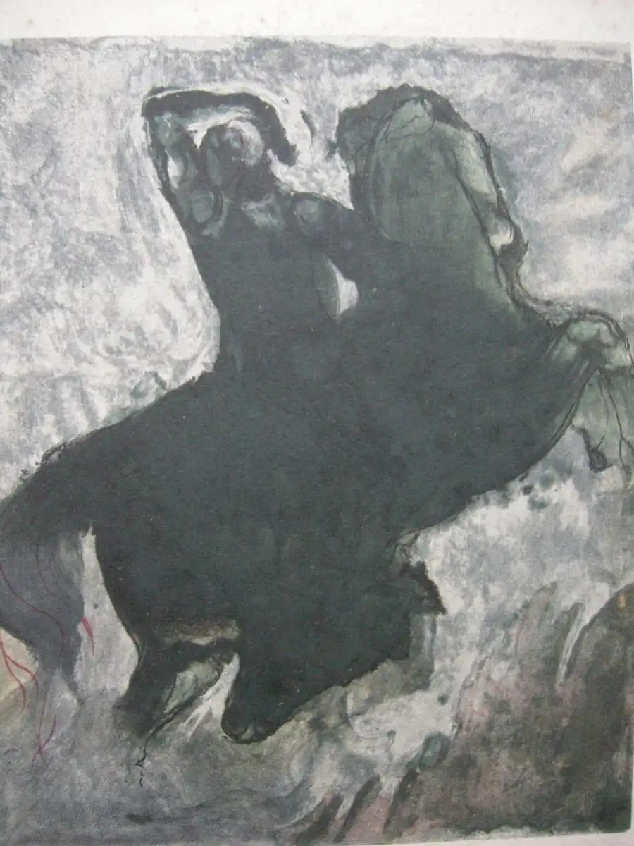 Auguste Rodin (1840-1917) Springendes Pferd mit Reiter Farblithografie 1899 1