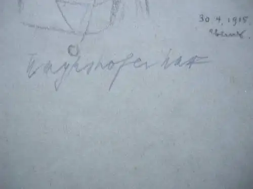 Max Mayrshofer  (1875-1950) Portrait Kind mit Hut  Bleistiftzeichg 1915 signiert