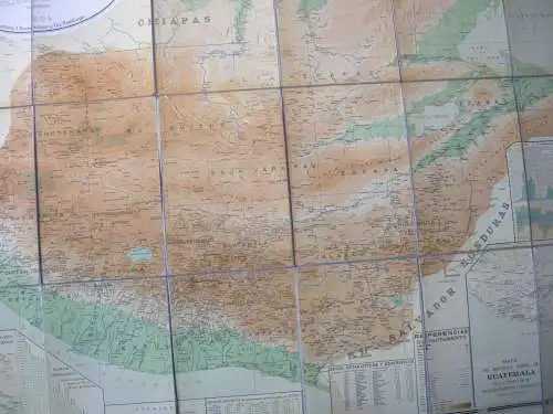 Mapa del Estado de Guatemala 1924 Lithografie 132 x 134,5 cm Claudio Urrutia