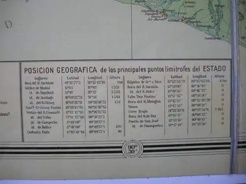 Mapa del Estado de Guatemala 1924 Lithografie 132 x 134,5 cm Claudio Urrutia