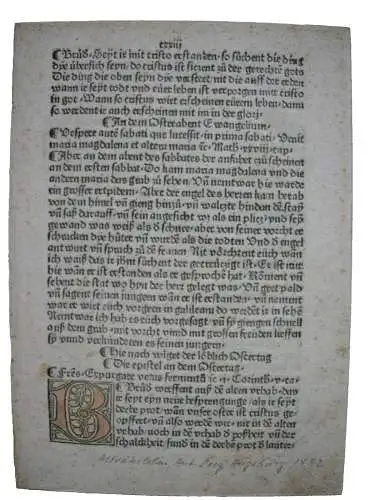 Inkunabelblatt Maria M. Magdalena Auferstehungsengel altkolor Holzschnitt 1482