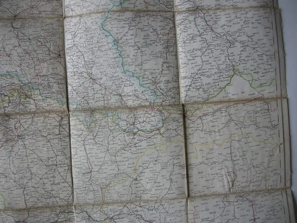 Post-, Reise- und Eisenbahn-Karte Europa F. Handtke kolor Stahlstich 1866 5