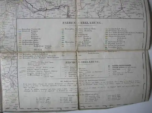 Post-, Reise- und Eisenbahn-Karte Europa F. Handtke kolor Stahlstich 1866