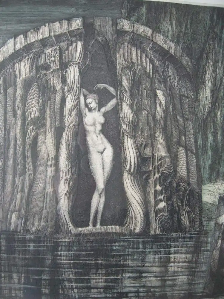 Ernst Fuchs (1930-2015) Geburt der Venus Orig Farbradierung signiert 1974 Rahmen 2
