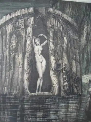 Ernst Fuchs (1930-2015) Geburt der Venus Orig Farbradierung signiert 1974 Rahmen