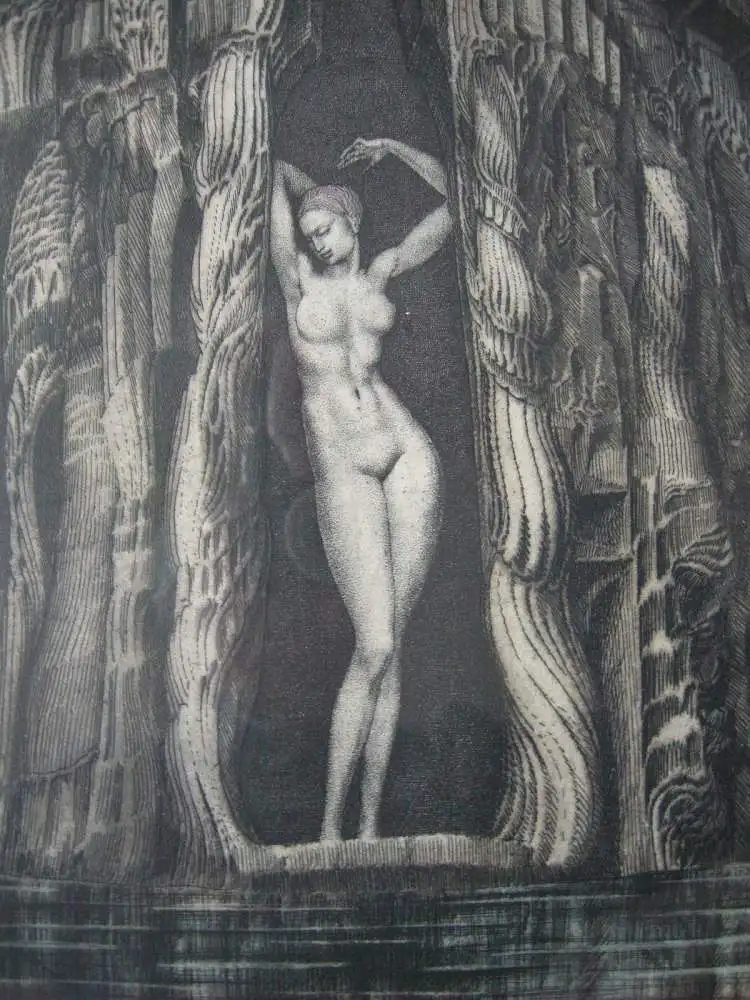 Ernst Fuchs (1930-2015) Geburt der Venus Orig Farbradierung signiert 1974 Rahmen 3