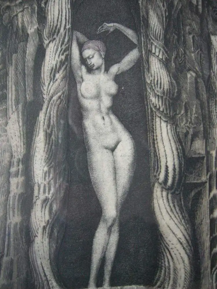 Ernst Fuchs (1930-2015) Geburt der Venus Orig Farbradierung signiert 1974 Rahmen 4