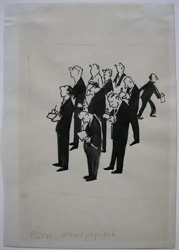 Zeitungskarikaturen 5 Orig. Tuschzeichnungen 50er Jahre Monogramm C. St.