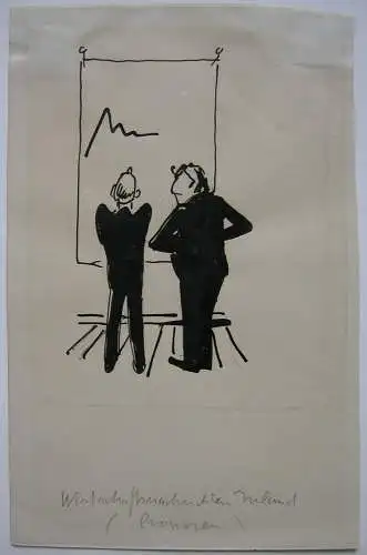 Zeitungskarikaturen 5 Orig. Tuschzeichnungen 50er Jahre Monogramm C. St.