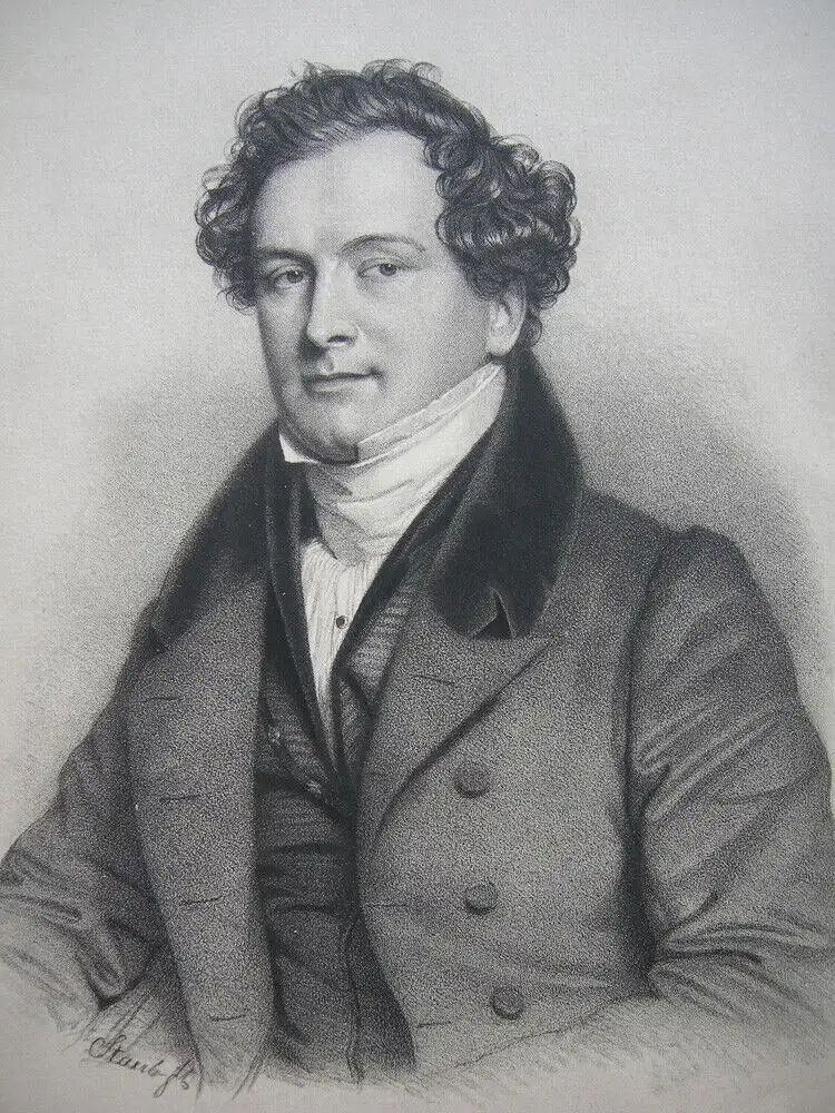 Andreas Staub (1806-1839) Portrait Ludwig Löwe Schauspieler Orig Lithografie 1