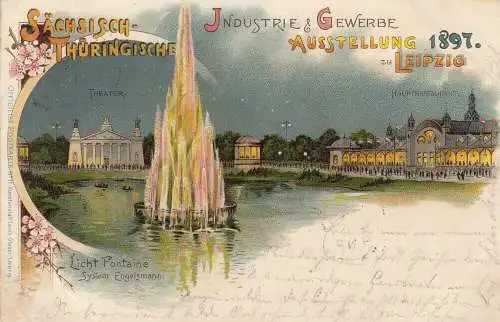 Ak Leipzig Sächsisch-Thüringische Industrie Gewerbe Ausstellung Litho gel 1897