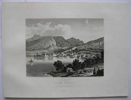 Torbole Trentino Lago di Garda Gardasee Italien Orig. Aquatinta-Radierung 1840 