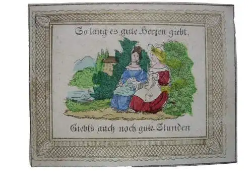 4 Freundschaftsbillets Biedermeier Kolor Kupferstiche Lithografie 1830