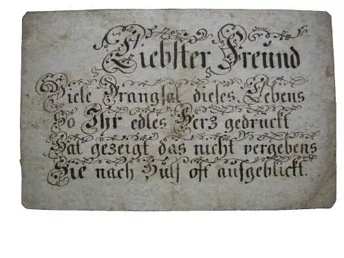 Freundschaftsbillet Kalligraphische Handschrift 1800 Liber amicorum Biedermeier