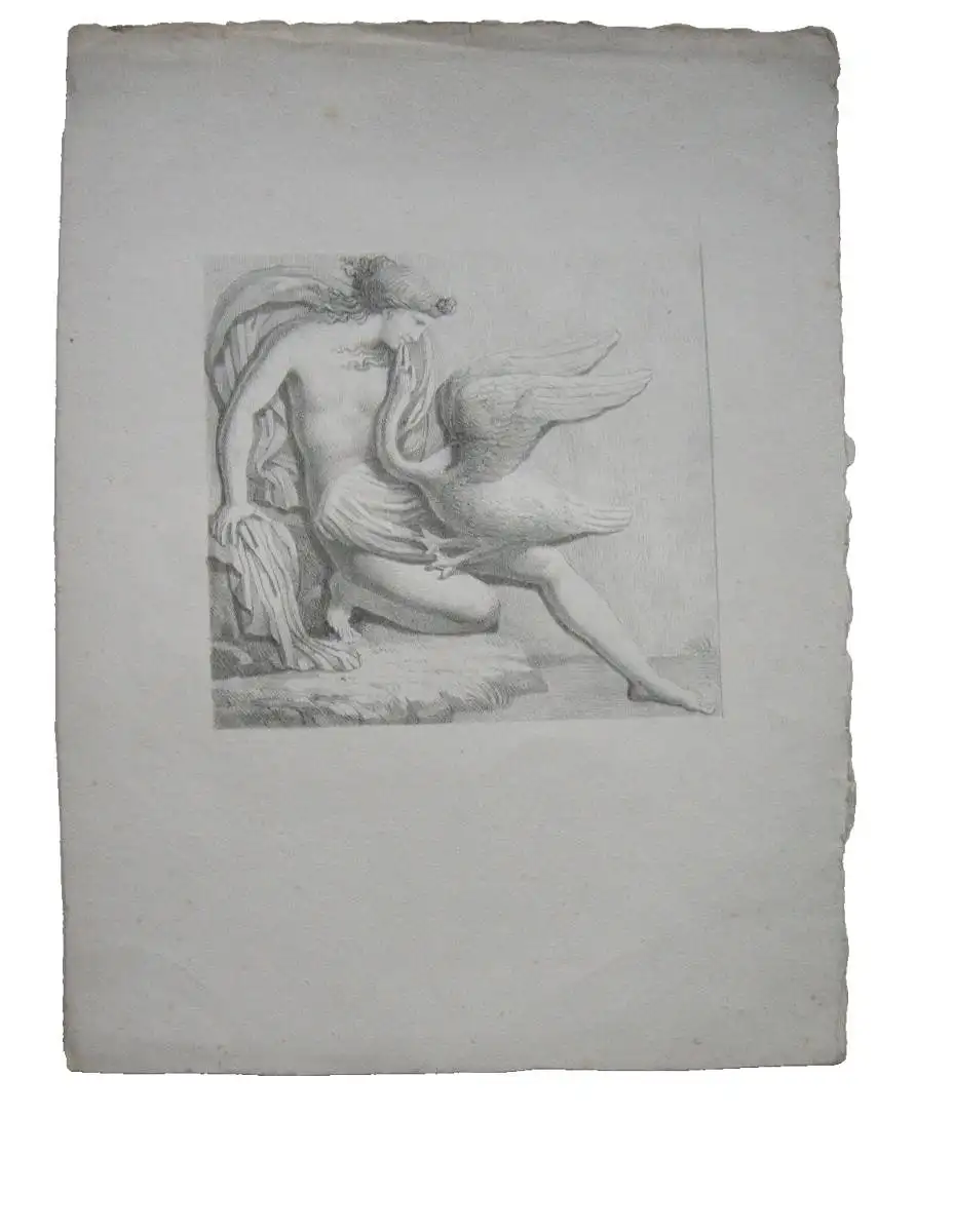 Leda mit dem Schwan anonyme Lithographie 1850 Mythologie 0