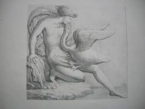 Leda mit dem Schwan anonyme Lithographie 1850 Mythologie