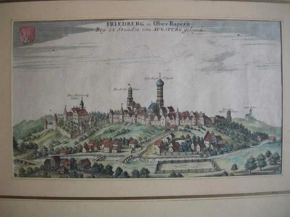 Friedberg Augsburg Gesamtansicht Kupferstich Stridbeck 1710 Bayerisch Schwaben 1