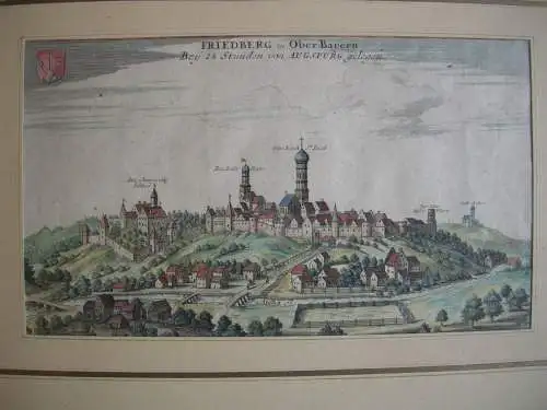 Friedberg Augsburg Gesamtansicht Kupferstich Stridbeck 1710 Bayerisch Schwaben