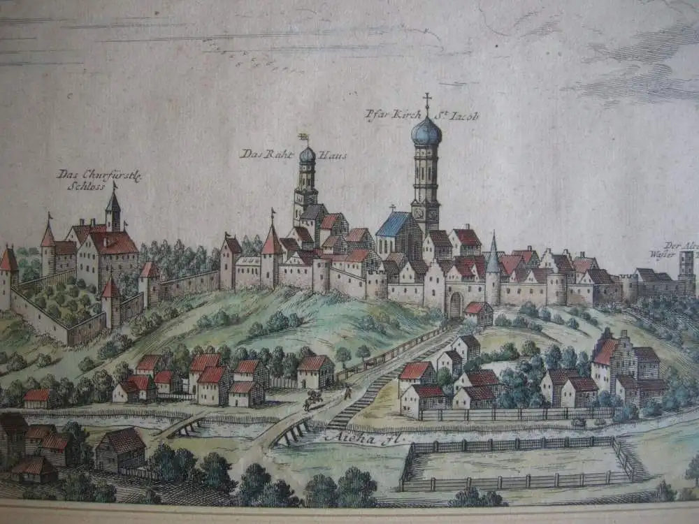 Friedberg Augsburg Gesamtansicht Kupferstich Stridbeck 1710 Bayerisch Schwaben 2