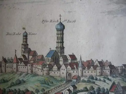 Friedberg Augsburg Gesamtansicht Kupferstich Stridbeck 1710 Bayerisch Schwaben