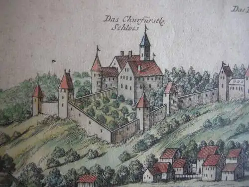 Friedberg Augsburg Gesamtansicht Kupferstich Stridbeck 1710 Bayerisch Schwaben