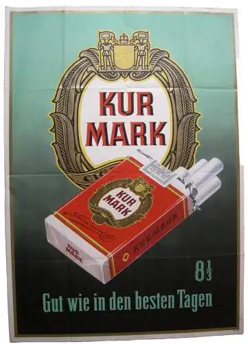 Plakat Reklame Kurmark Zigaretten Werbeplakat Orig Lithografie 1960