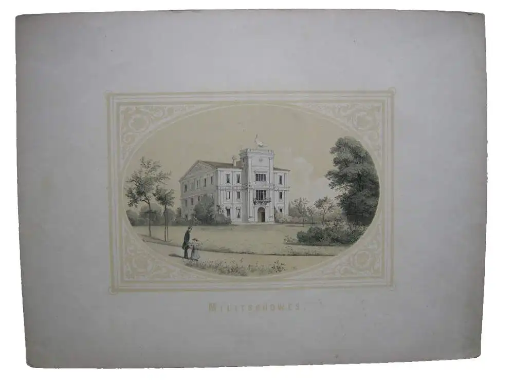 Miliceves Militschowes Böhmen Cesky Schloss Lithographie 1852 Tschechien W. Rau 0