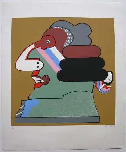 Simon Dittrich (1940) Portrait Orig Serigrafie signiert 1970 