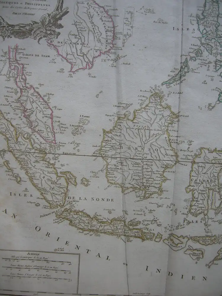Indonesischer Archipel Asien Sumatra Orig Kupferstich R. Vaugondy 1680   1