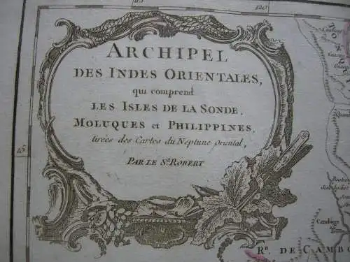 Indonesischer Archipel Asien Sumatra Orig Kupferstich R. Vaugondy 1680