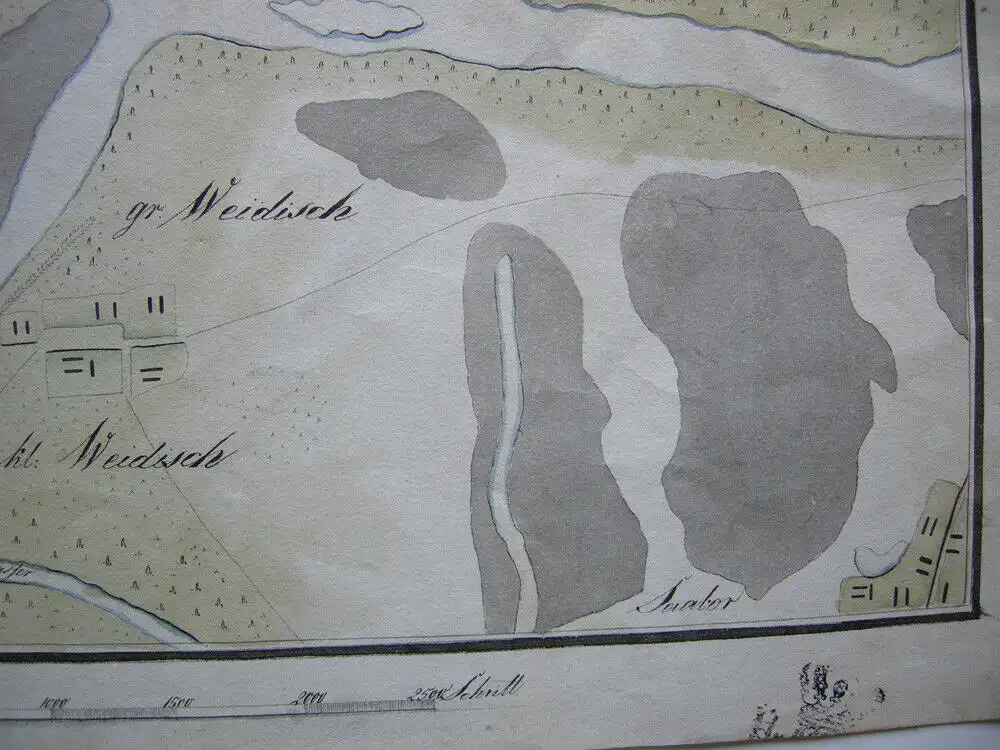 Glogau Glogow Schlesien Manuskriptkarte kolor Tuschzeichnung 1750 Polski Slask 2