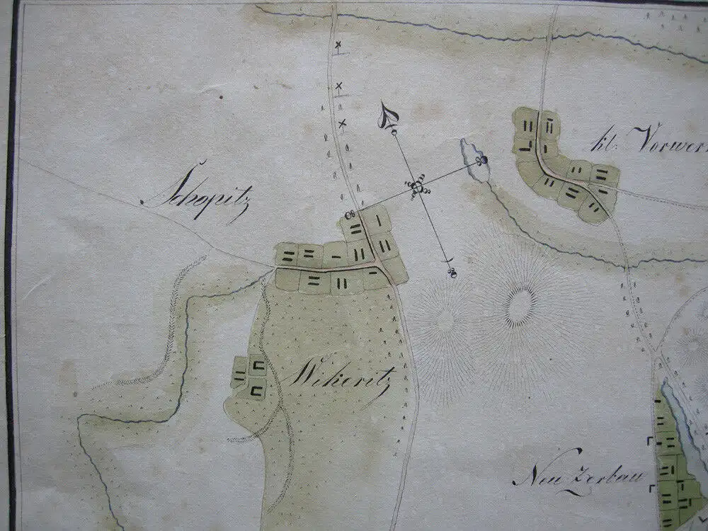 Glogau Glogow Schlesien Manuskriptkarte kolor Tuschzeichnung 1750 Polski Slask 4