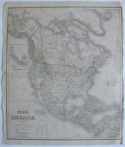 Nord North America Westindien Orig Stahlstich Kiepert Weimar 1865