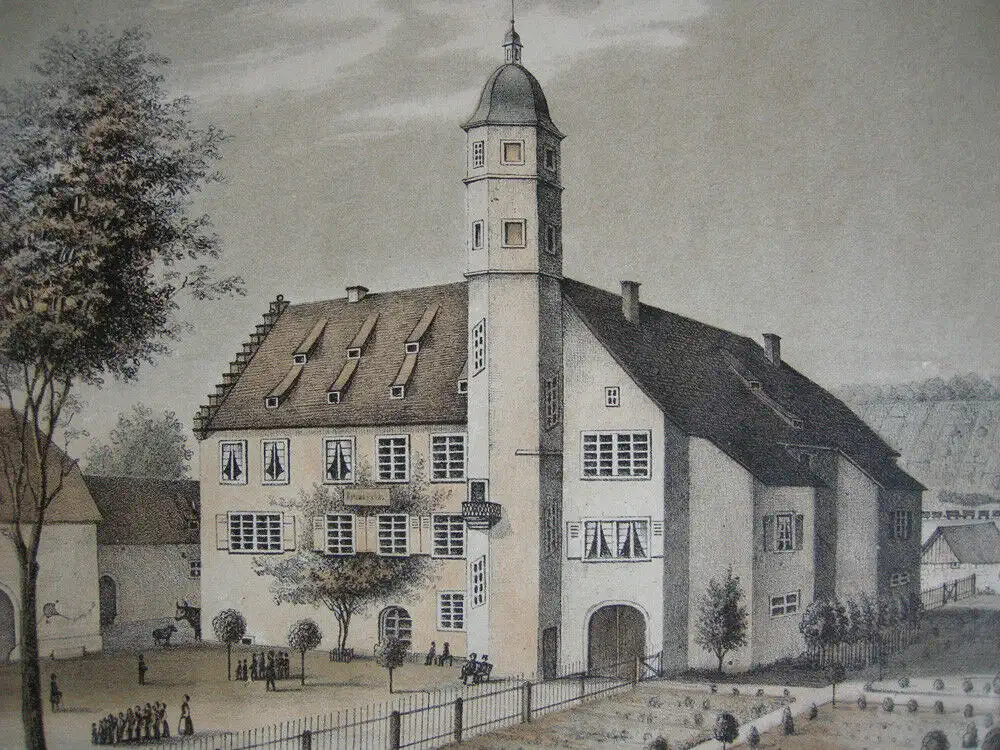 Rettungs-Haus Niefernburg Niefern-Öschelbronn Karlsruhe Orig Lithografie 1840 2