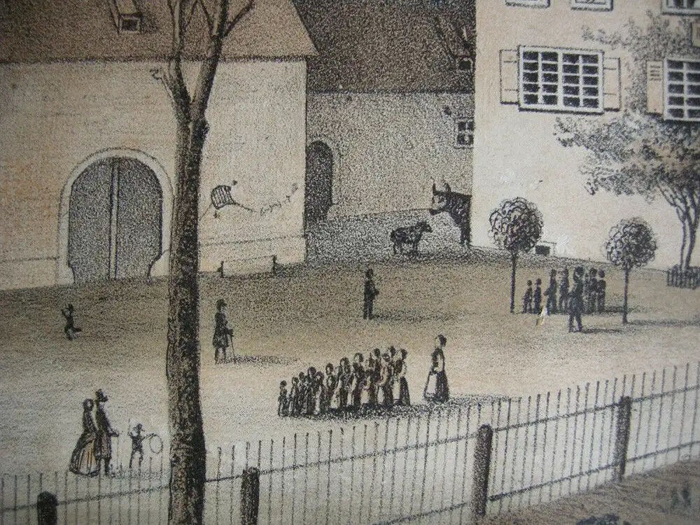 Rettungs-Haus Niefernburg Niefern-Öschelbronn Karlsruhe Orig Lithografie 1840 4