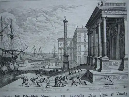 Melchior Küsel (1626-1683) Venedig Pallazzo Pästlicher Nuntius Radierung 1671