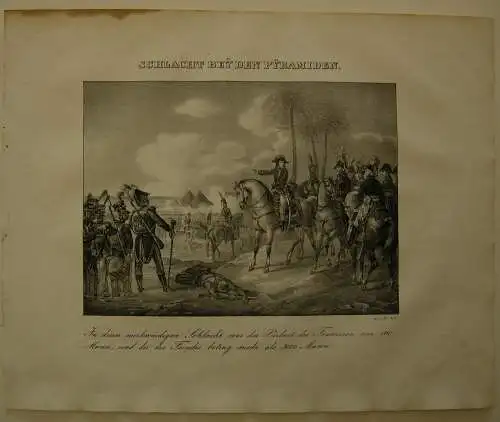 Schlacht Pyramiden Ägypten Napoleon Orig Lithographie 1832 Napoleonische Kriege 