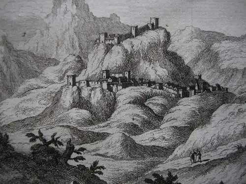 Zahara de la Sierra Pueblos blancos Andalucia Spanien Espana Kupferstich Aa 1707