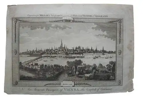 Wien Gesamtansicht über die Donau Kupferstich 1782 Hawkins Österreich