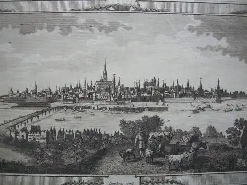 Wien Gesamtansicht über die Donau Kupferstich 1782 Hawkins Österreich