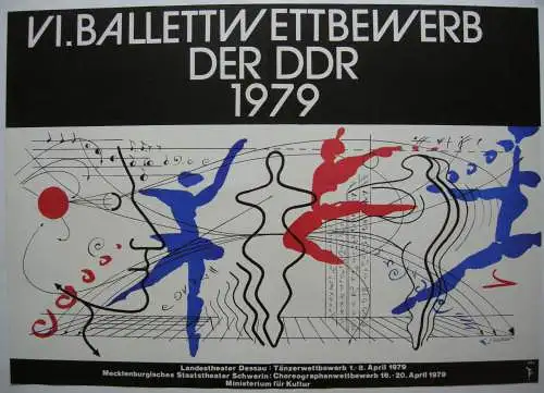 Plakat VI. Ballettwettbewerb der DDR 1979 Entwurf F. Walther Serigraphie