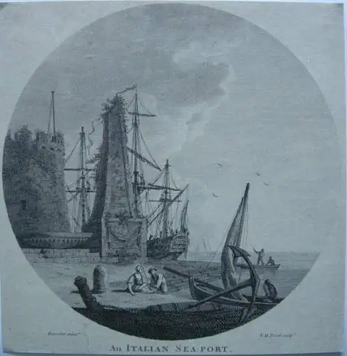 An Italian-Sea-Port Italienischer Seehafen Orig Kupfersti Picott Barrolett 1772