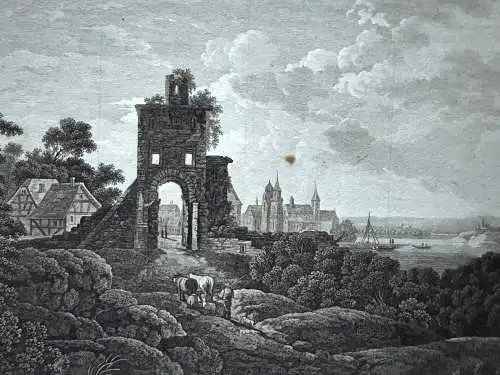 Rheinfelden Aargau Schweiz Gesamtansicht Orig. Kupferstich 1795 J. P. Rücker