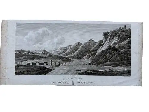 Garrovillas de Alconetar Caceres Puente Romano Espana  Radierung Gossard 1850