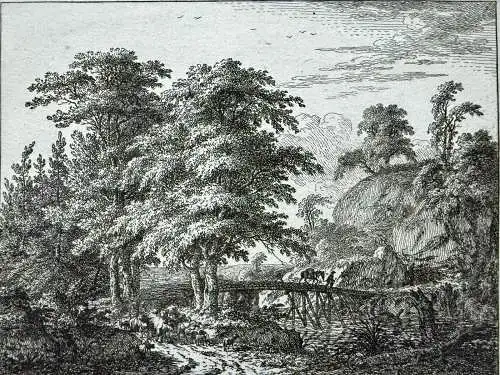 Joh Chr Friedrich (1747-1813) Brücke im Wald Orig. Radierung 1776