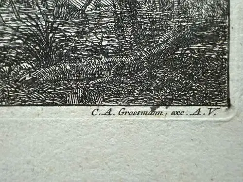 Joh Chr Friedrich (1747-1813) Brücke im Wald Orig. Radierung 1776