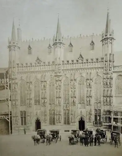 Bruges Brügge Belgien Belge l'Hotel de Ville 1880 Albumin Photo