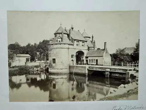 Bruges Belgien Belge maisons Grande Place Porte d'Ostende 1880 Albumin Photo